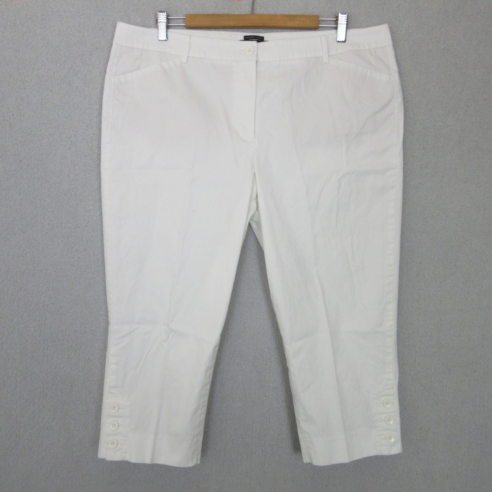 Talbots The Perfect Skimmer Pants Womens 16 White Cropped Button Cuff 40x22